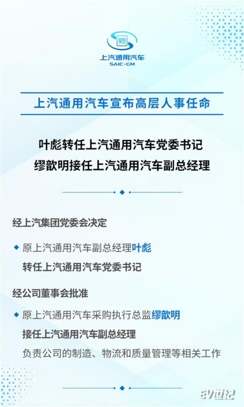 上汽通用汽車宣布高層人事任命