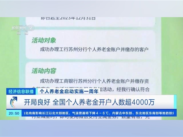 全國個人養老金开戶人數超4000萬