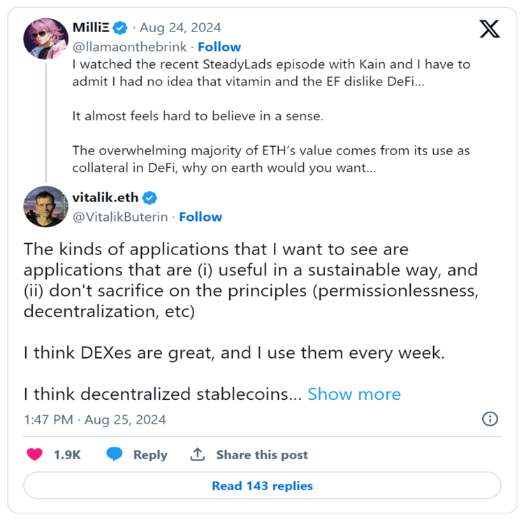 Vitalik真的喜歡DeFi嗎？他本人是怎么說的？