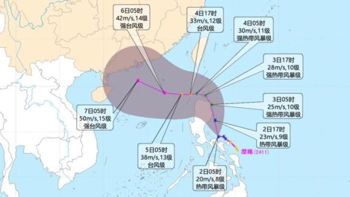 今年第11號台風“摩羯”生成 或於5日前後進入南海北部海面