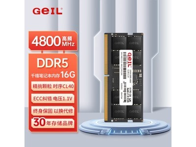 【手慢無】GeIL 金邦 16G DDR5-4800筆記本內存條 千禧系列促銷價225元