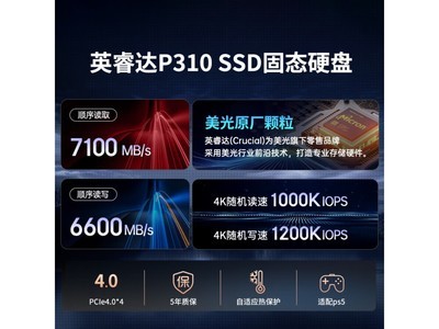 【手慢無】英睿達美光1TB SSD固態硬盤P310系列促銷價556元