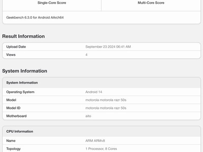 摩托羅拉 Razr 50s 折疊屏手機現身 Geekbench：天璣 7300，配 8GB RAM