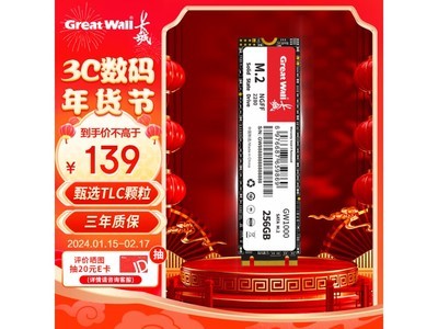 【手慢無】長城GW1000 256GB 固態硬盤特價129元