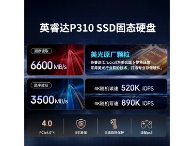 英睿達美光P310 500GB SSD固態硬盤限時優惠！