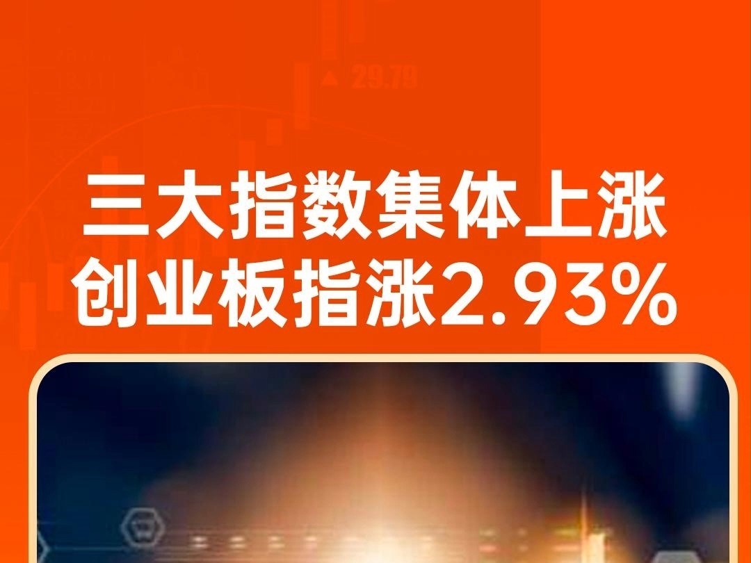 A股三大指數今日集體上漲 創業板指漲2.93% 光伏板塊掀漲停潮