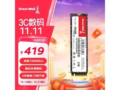 長城GW7000 1TB M.2 NVMe固態硬盤超值優惠419元