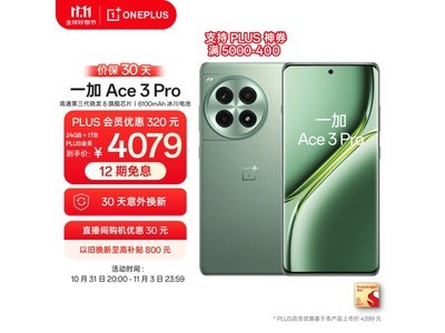 一加 Ace 3 Pro 5G手機24GB+1TB 綠野素青 3999元入手