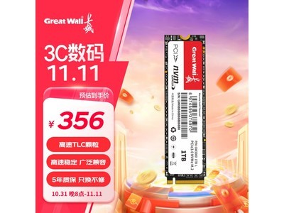 長城1TB SSD固態硬盤特價促銷僅349元