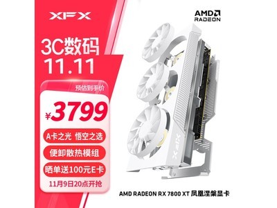 XFX 訊景 RADEON RX 7800 XT 鳳凰涅槃 16GB 白色遊戲顯卡3307元