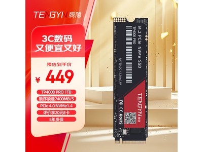 騰隱TP4000 PRO NVMe M.2 固態硬盤 1TB 性能出色僅售399元