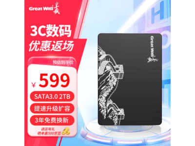 長城 S300 系列 2TB 固態硬盤僅售599元！