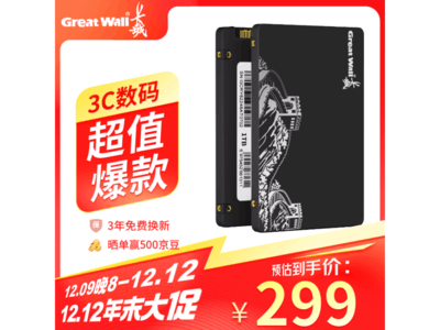 長城1TB SSD固態硬盤限時優惠搶購價295元